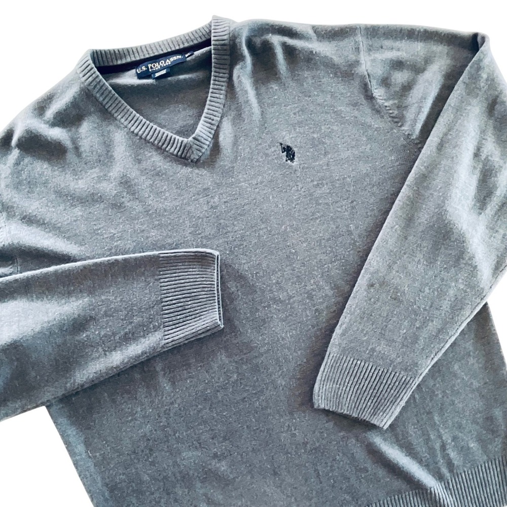 U.S. Polo Assn. Men's V-Neck Sweater, Classic Fit, Blue, XL, Long Sleeve